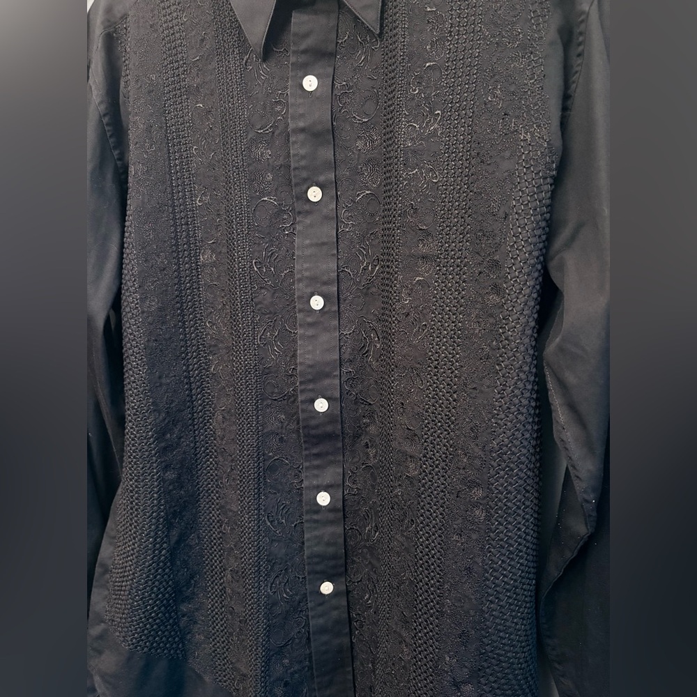 Robert Graham Black Embroidered Button Down Shirt Large - Picture 2 of 10